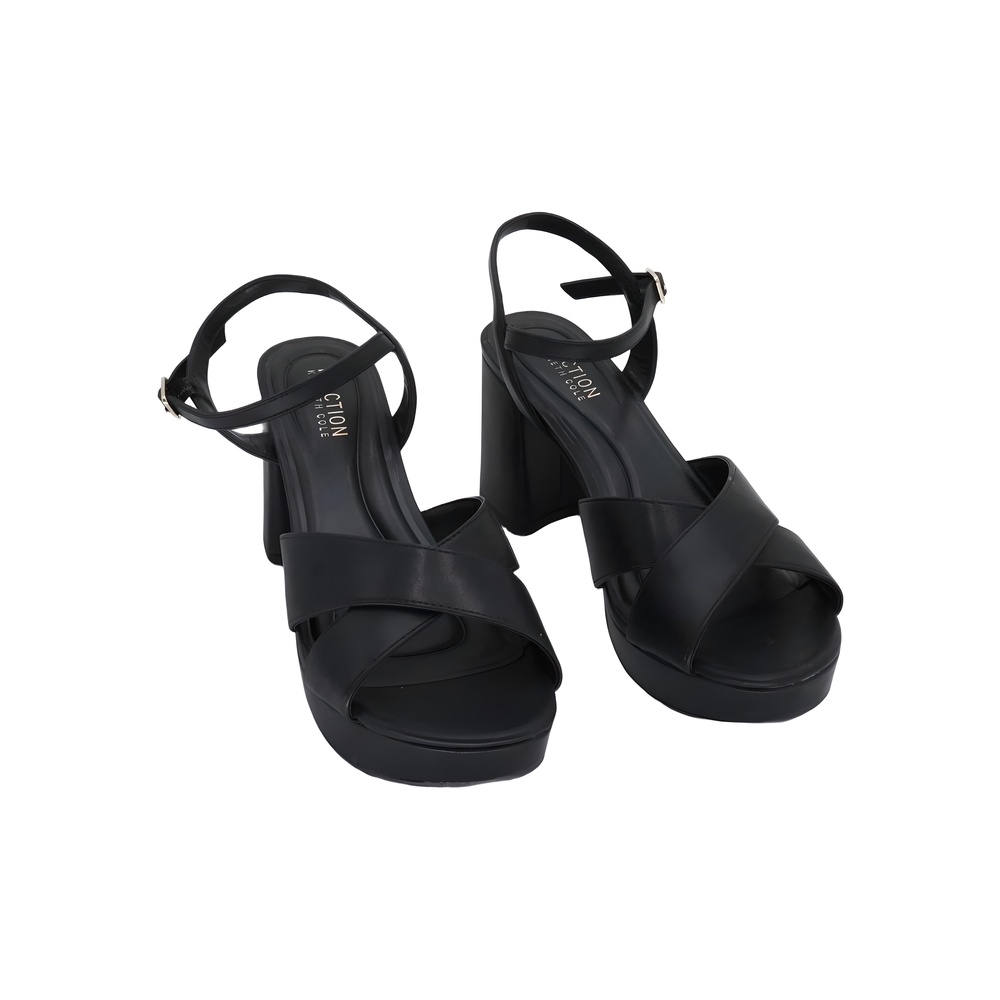 Kenneth Cole Reaction Criss-Cross Platform Block Heeled Sandals Black Size 10M